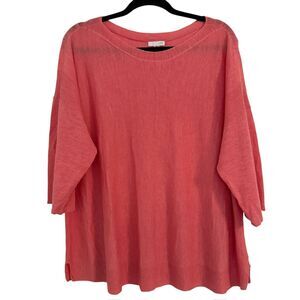 J. JILL Women's Size LARGE Linen Blend ¾ Sleeves Lightweight Top Sweater